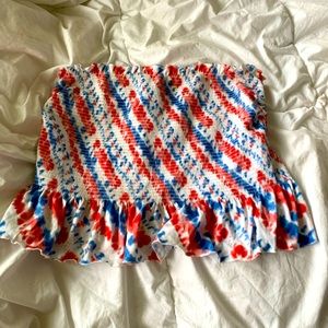 Red white and blue strapless top